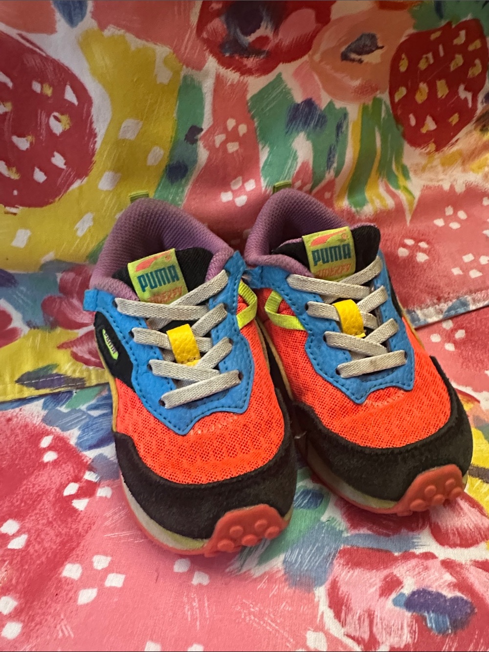 Puma Kids Orange, Blue & Purple Colorblock Sneakers